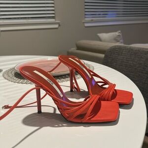 ZARA red square toe sandal lightly worn